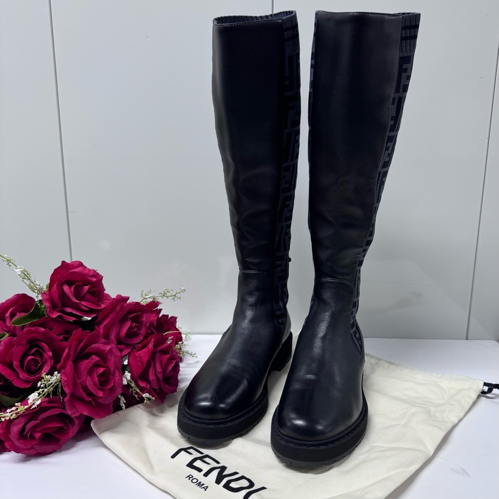 🇮🇹UNUSED FENDI FF ZUCCA KNEE BOOTS - Picture 3 of 9